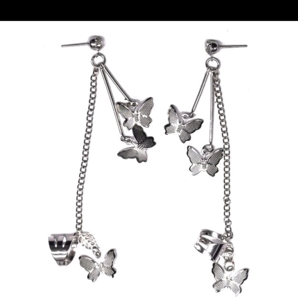 Silver Butterfly Dangle Earrings